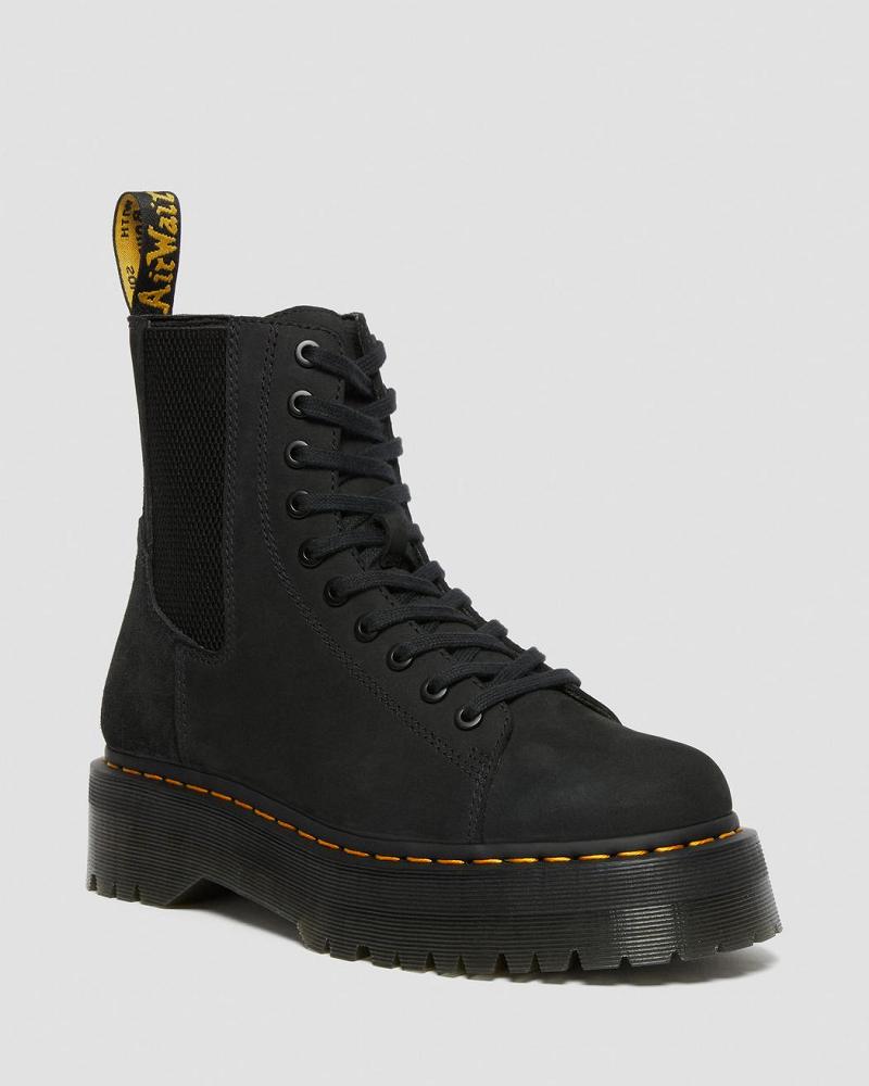 Dr Martens Jadon Nubuck Leren Platform Laarzen Dames Zwart | NL 53SGL